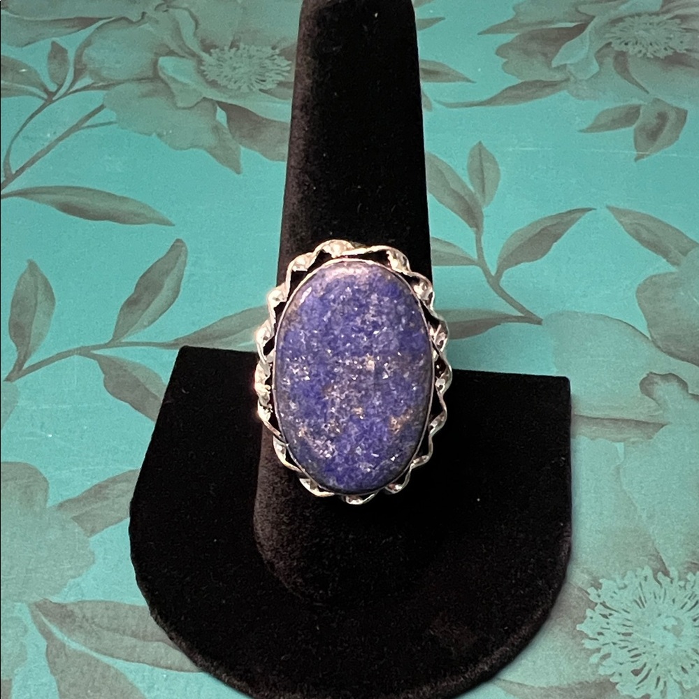 Lapis Lazuli gemstone 925 silver ring Size 9